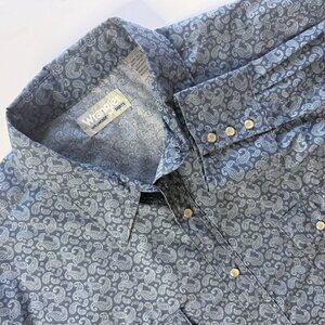 Mens Wrangler Wrancher Western LS Pearl Snap Paisley Shirt Size 2XT Tall